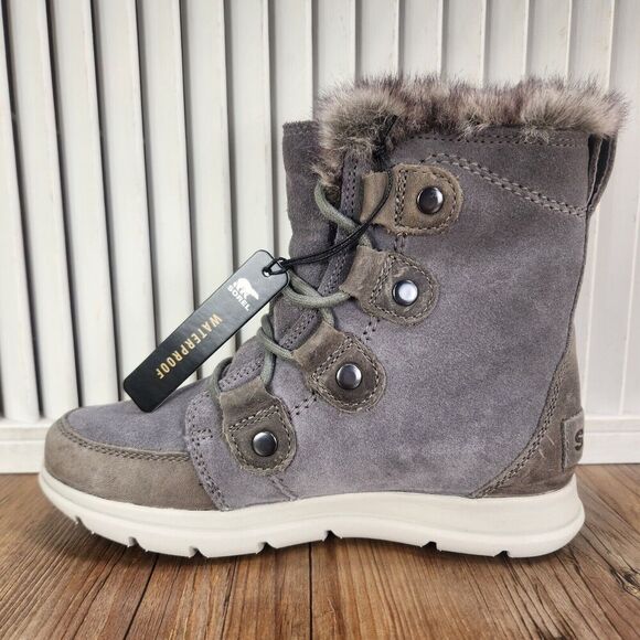 Sorel Explorer Joan Womens Size 5 Gray Suede Lace Up Boho Ankle Boots NL3039-052 - Picture 6 of 11